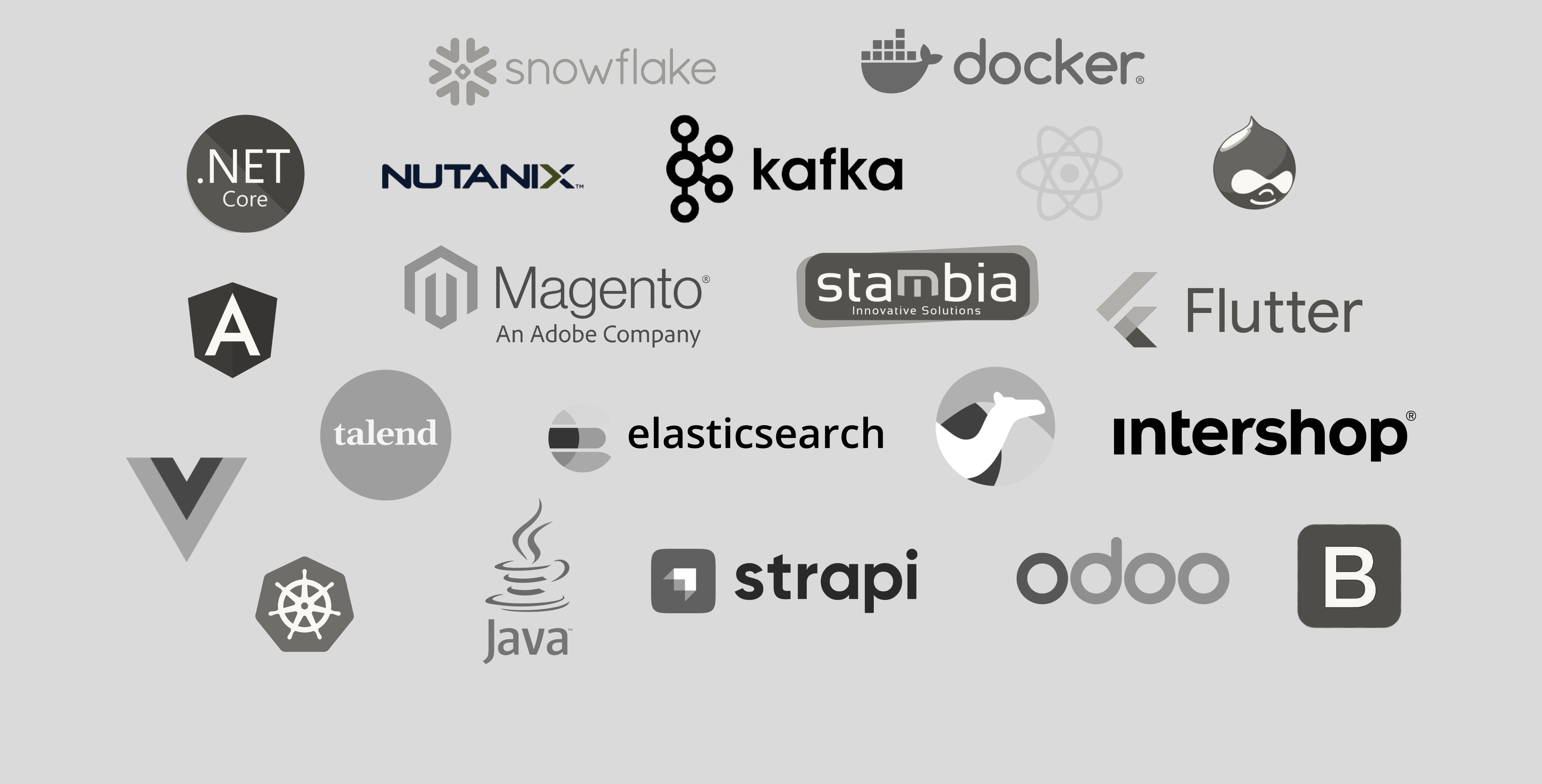 Logos des technologies maîtrisées par Elosi